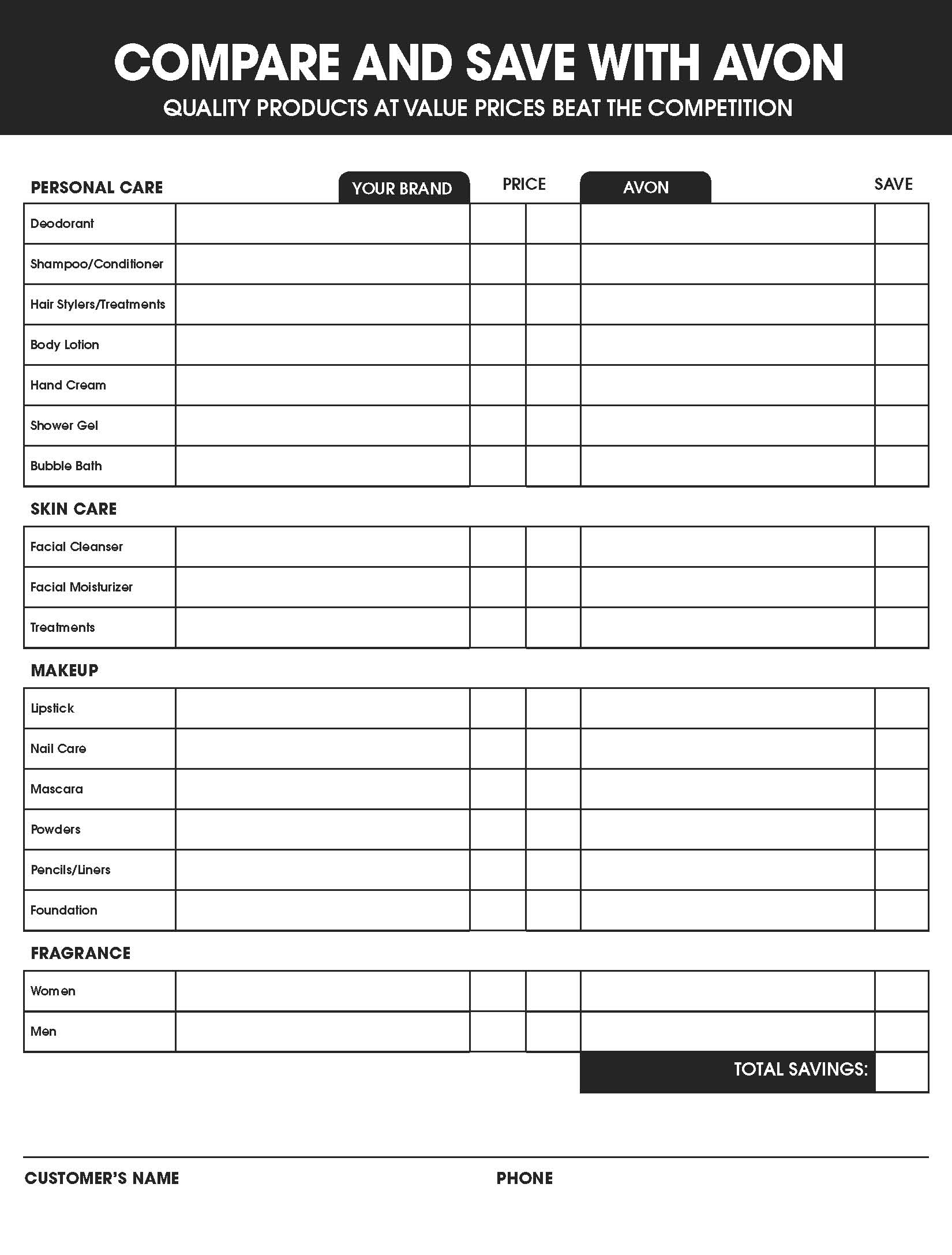 customer order form template